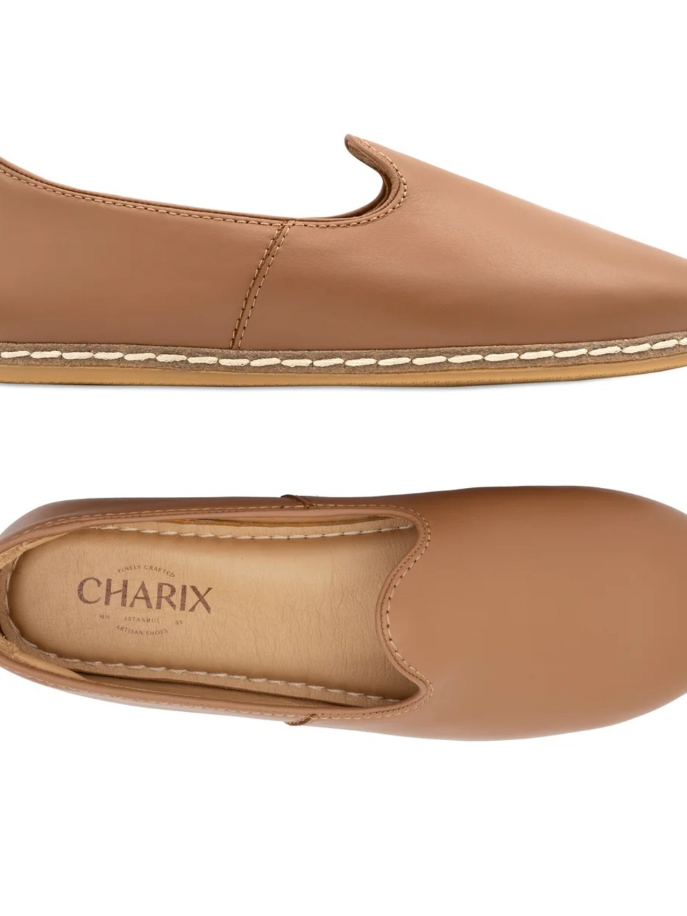 CHARIX Camel Leather Slip-On Loafer